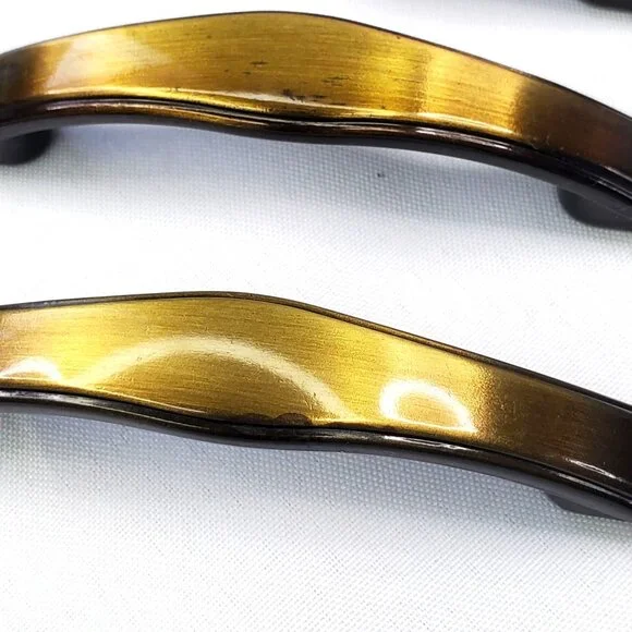 VTG Amerock 2-tone Brass Ombre 12 Cabinet Drawer Pulls Handles 5 MCM Design